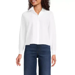 Women's Boxy Cropped No Iron Pintuck Shirt