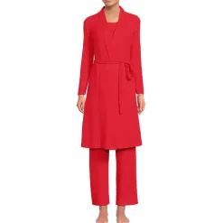 Women's Brushed Cozy Waffle Jersey 3 Piece Pajama Set - Tank Top Pant and Robe