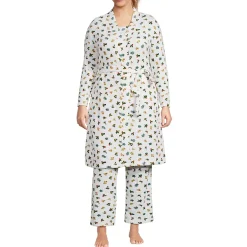 Women's Brushed Cozy Waffle Jersey 3 Piece Pajama Set - Tank Top Pant and Robe