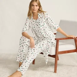 Women's Brushed Cozy Waffle Jersey 3 Piece Pajama Set - Tank Top Pant and Robe