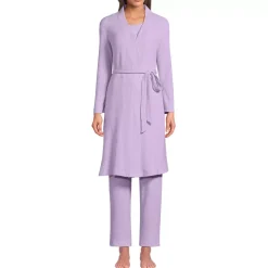 Women's Brushed Cozy Waffle Jersey 3 Piece Pajama Set - Tank Top Pant and Robe