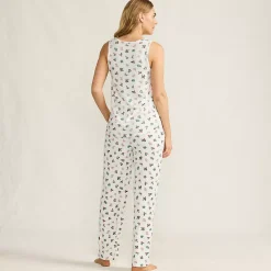 Women's Brushed Cozy Waffle Jersey 3 Piece Pajama Set - Tank Top Pant and Robe