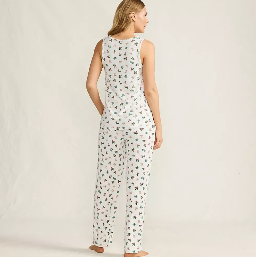 Women's Brushed Cozy Waffle Jersey 3 Piece Pajama Set - Tank Top Pant and Robe