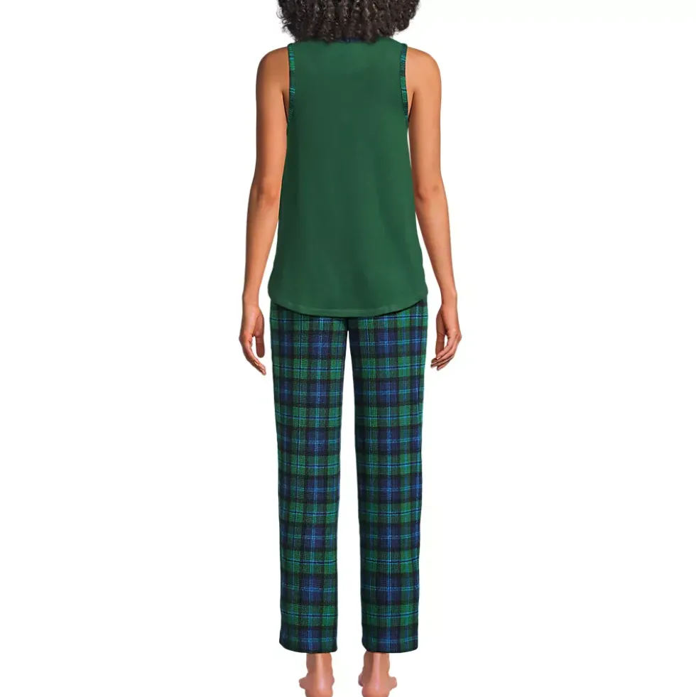 Women's Brushed Cozy Waffle Jersey 3 Piece Pajama Set - Tank Top Pant and Robe