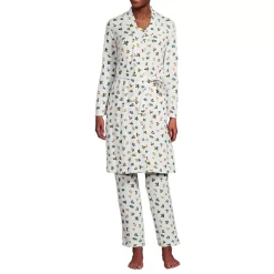 Women's Brushed Cozy Waffle Jersey 3 Piece Pajama Set - Tank Top Pant and Robe
