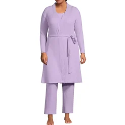Women's Brushed Cozy Waffle Jersey 3 Piece Pajama Set - Tank Top Pant and Robe