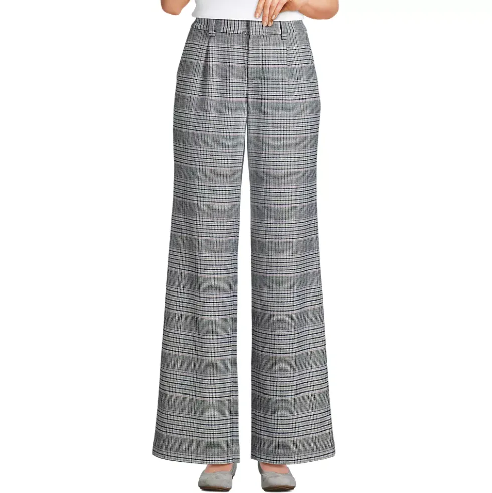 Women's Brushed Flannel High Rise Pleated Wide Leg Pants