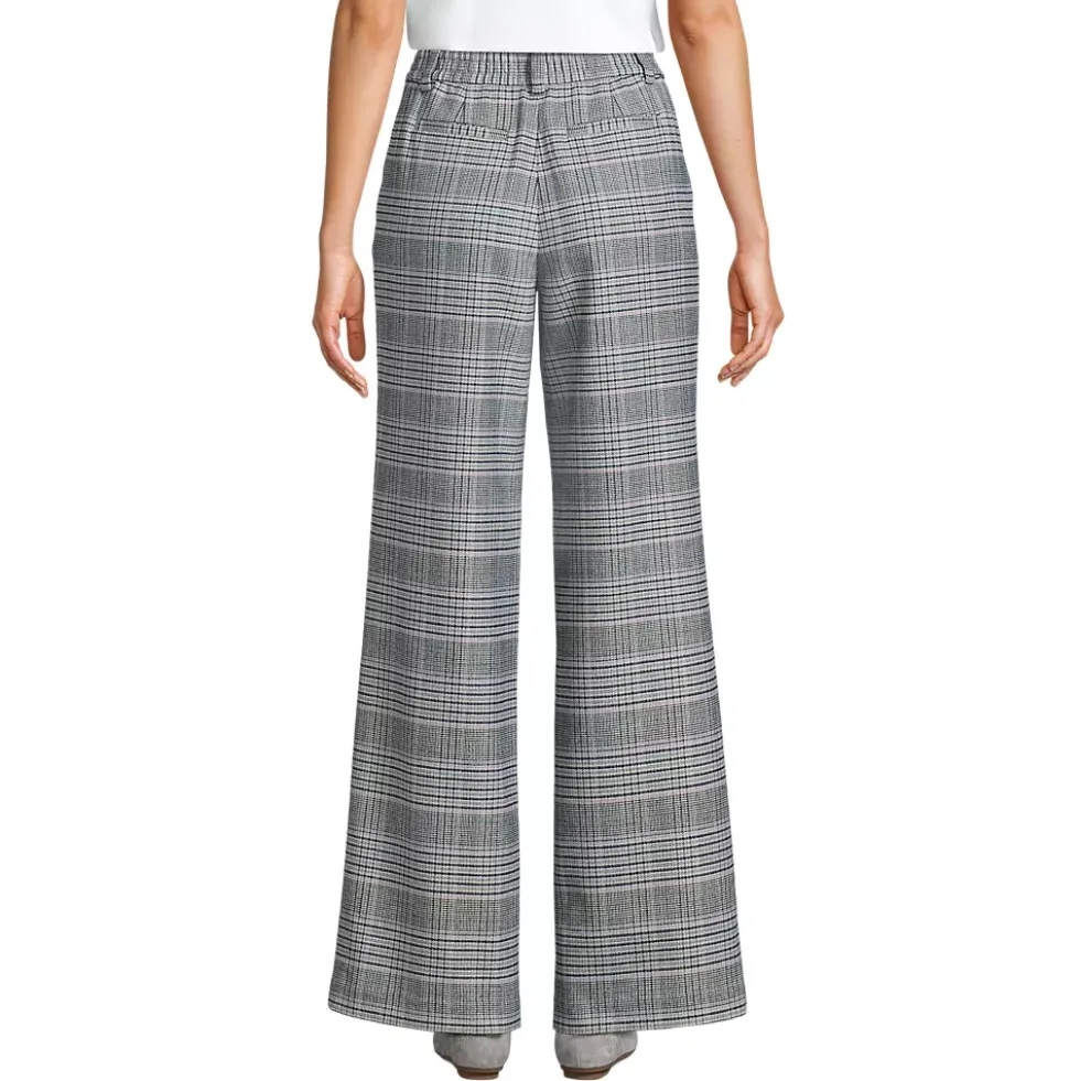 Women's Brushed Flannel High Rise Pleated Wide Leg Pants