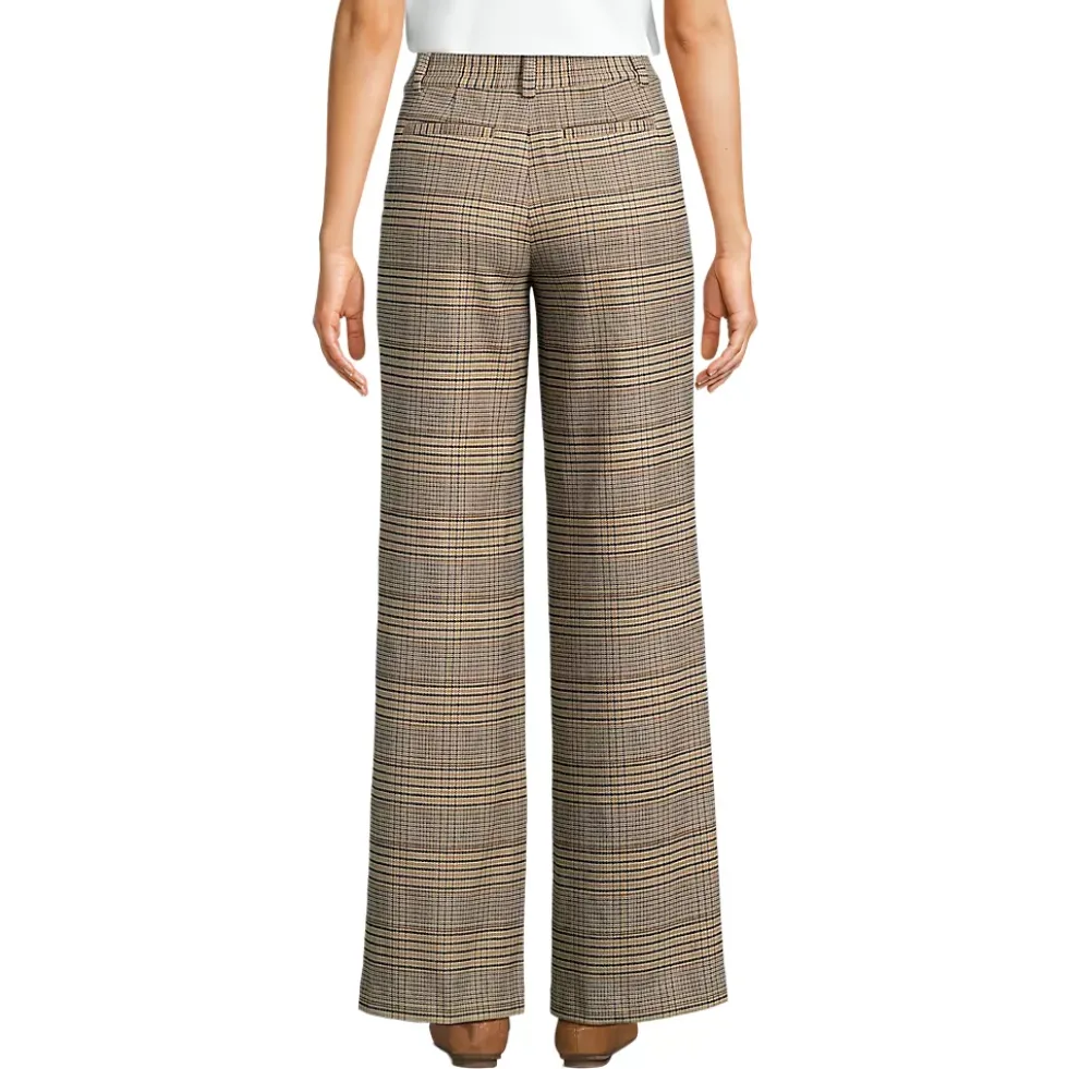 Women's Brushed Flannel High Rise Pleated Wide Leg Pants