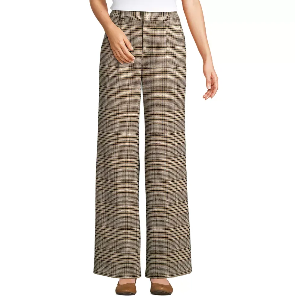 Women's Brushed Flannel High Rise Pleated Wide Leg Pants