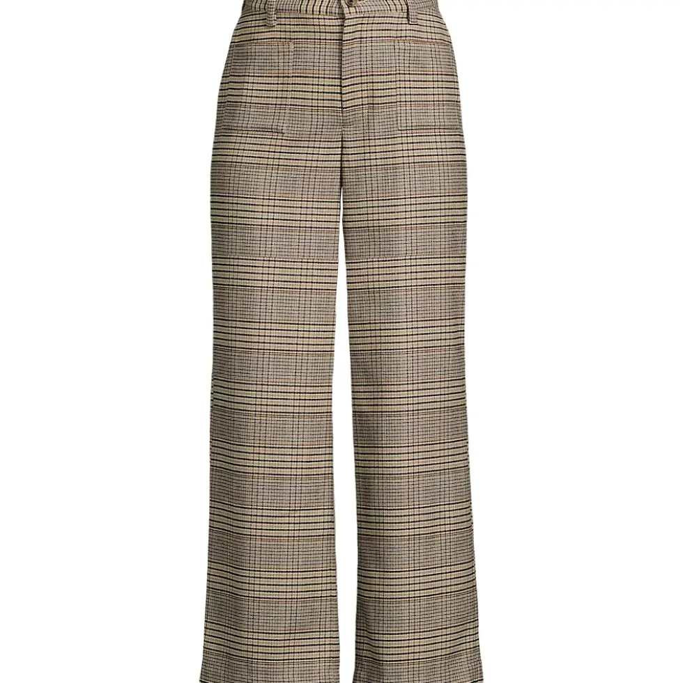 Women's Brushed Flannel High Rise Patch Pocket Wide Leg Crop Pants
