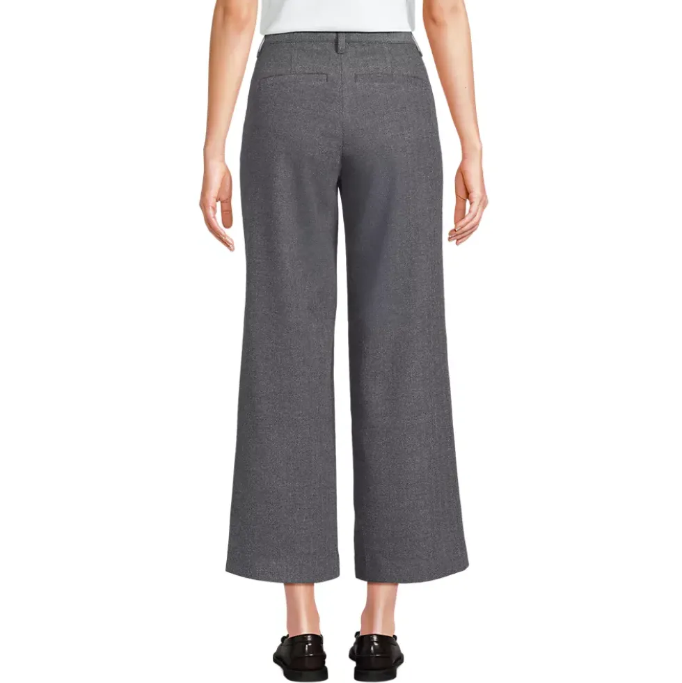 Women's Brushed Flannel High Rise Patch Pocket Wide Leg Crop Pants