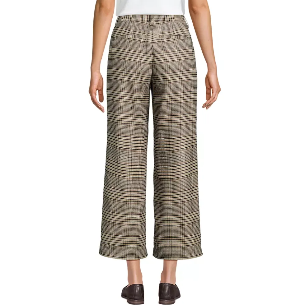 Women's Brushed Flannel High Rise Patch Pocket Wide Leg Crop Pants