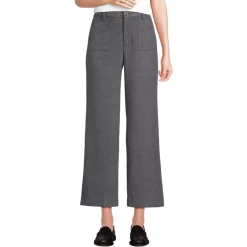 Women's Brushed Flannel High Rise Patch Pocket Wide Leg Crop Pants