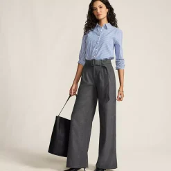 Women's Brushed Flannel Mid Rise Wide Leg Trousers