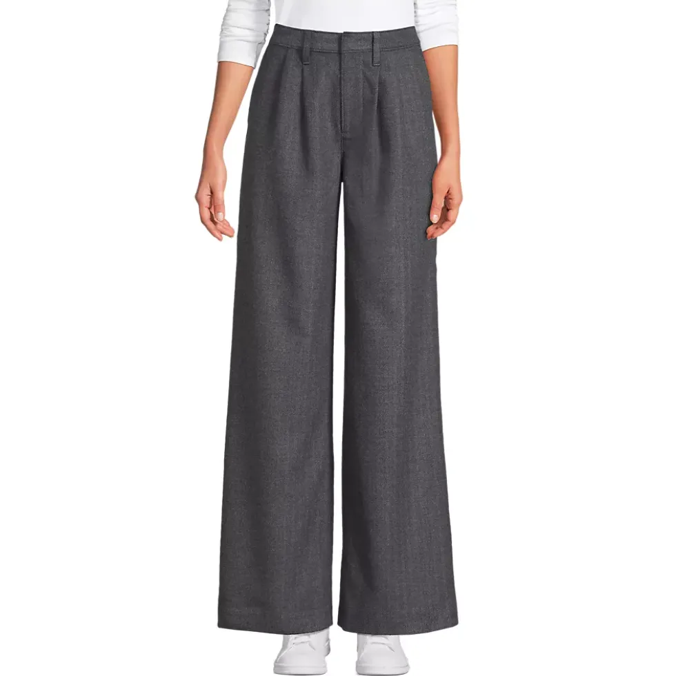 Women's Brushed Flannel Mid Rise Wide Leg Trousers
