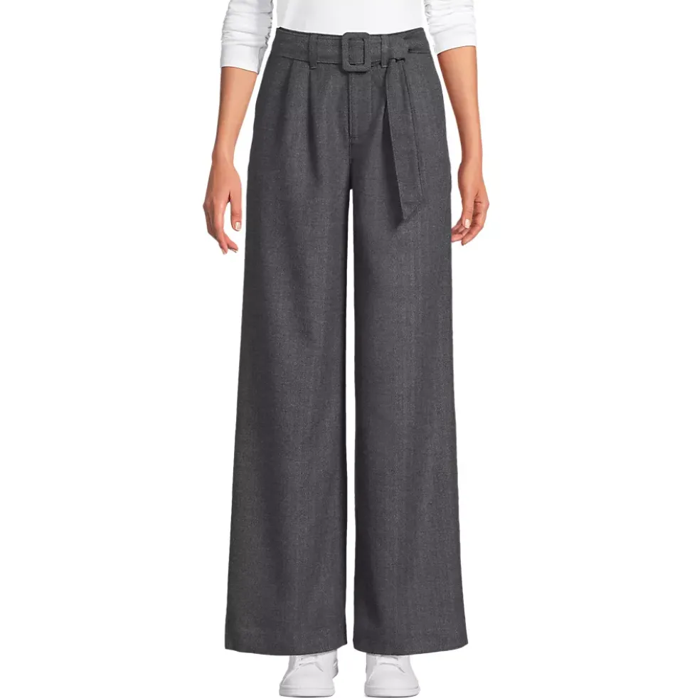 Women's Brushed Flannel Mid Rise Wide Leg Trousers