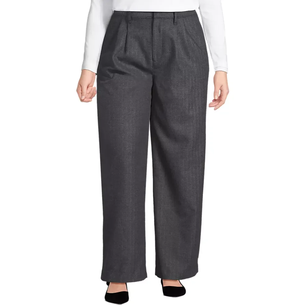 Women's Brushed Flannel Mid Rise Wide Leg Trousers