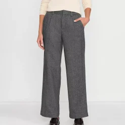 Women's Brushed Wool High Rise Pleated Wide Leg Pants