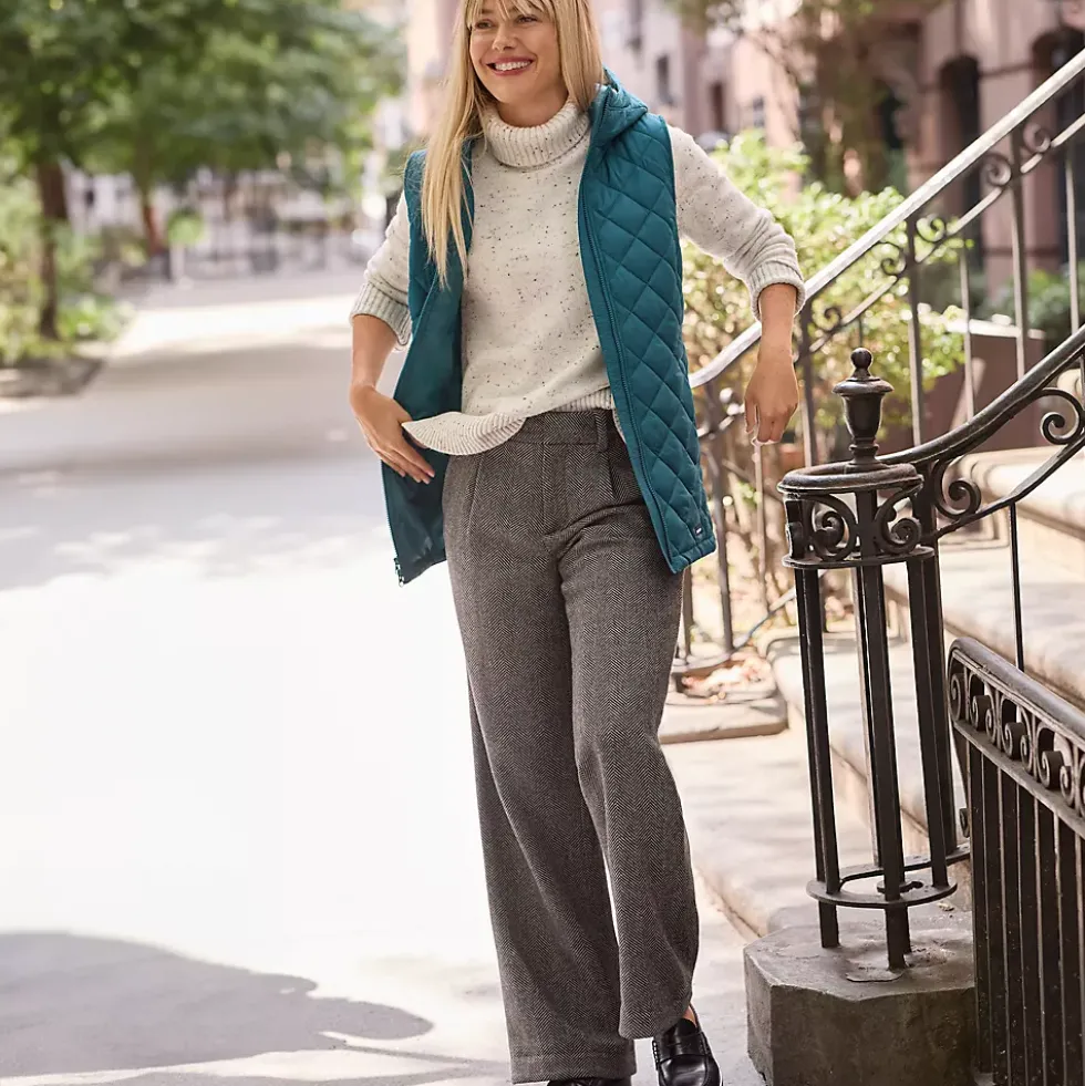 Women's Brushed Wool High Rise Pleated Wide Leg Pants