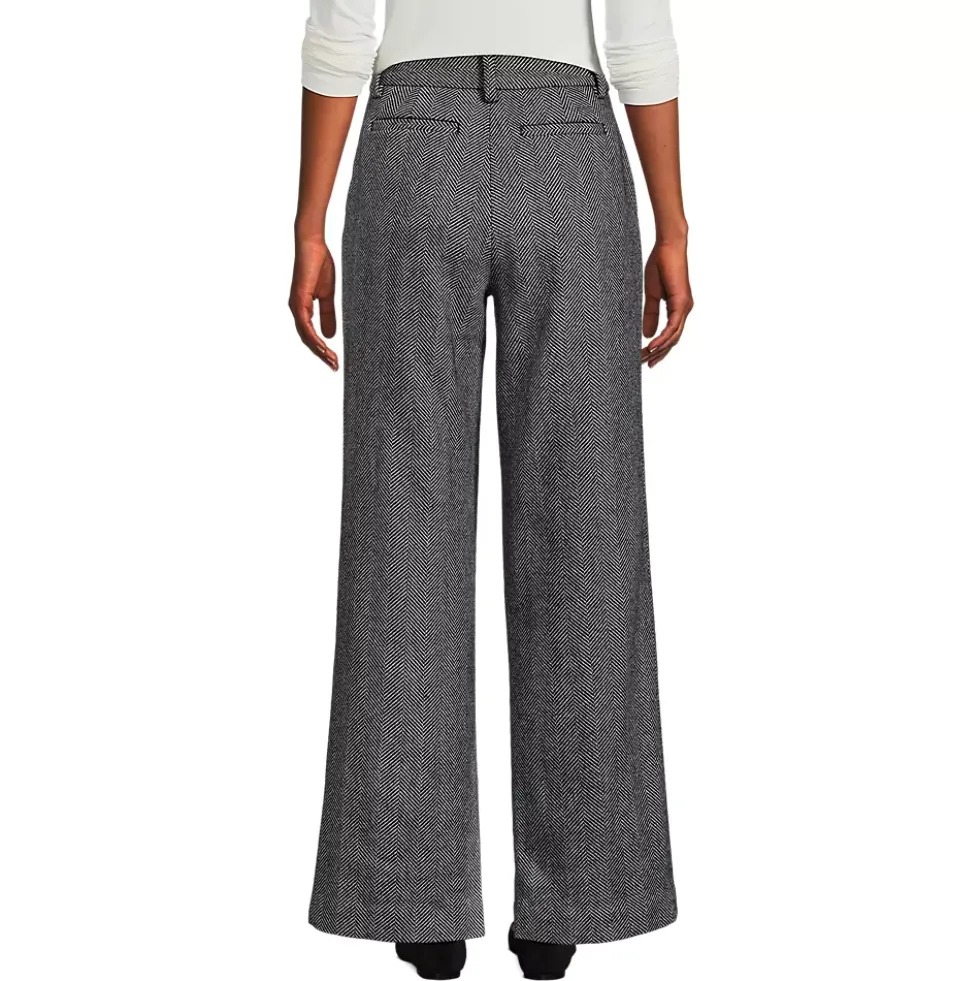 Women's Brushed Wool High Rise Pleated Wide Leg Pants