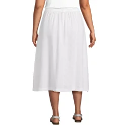 Women's Button Front Linen Midi Skirt