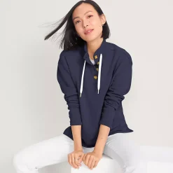 Womens Button Front Sweatshirt