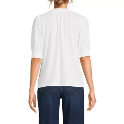 Women's Button Pintuck Puff Sleeve Top