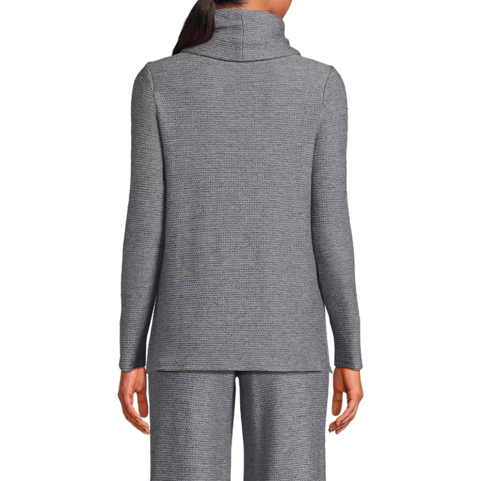Women's Cable Ottoman Relaxed Long Sleeve Cowl Neck Top