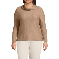 Women's Cable Ottoman Relaxed Long Sleeve Cowl Neck Top