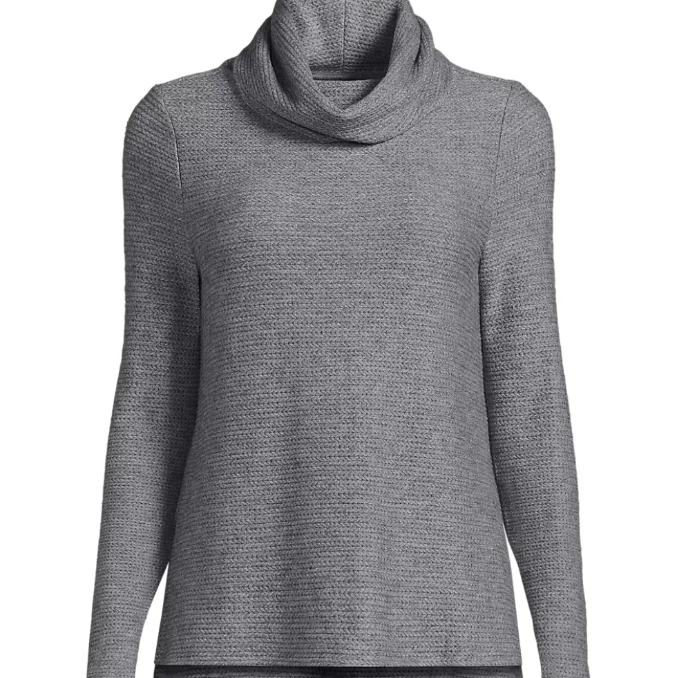 Women's Cable Ottoman Relaxed Long Sleeve Cowl Neck Top