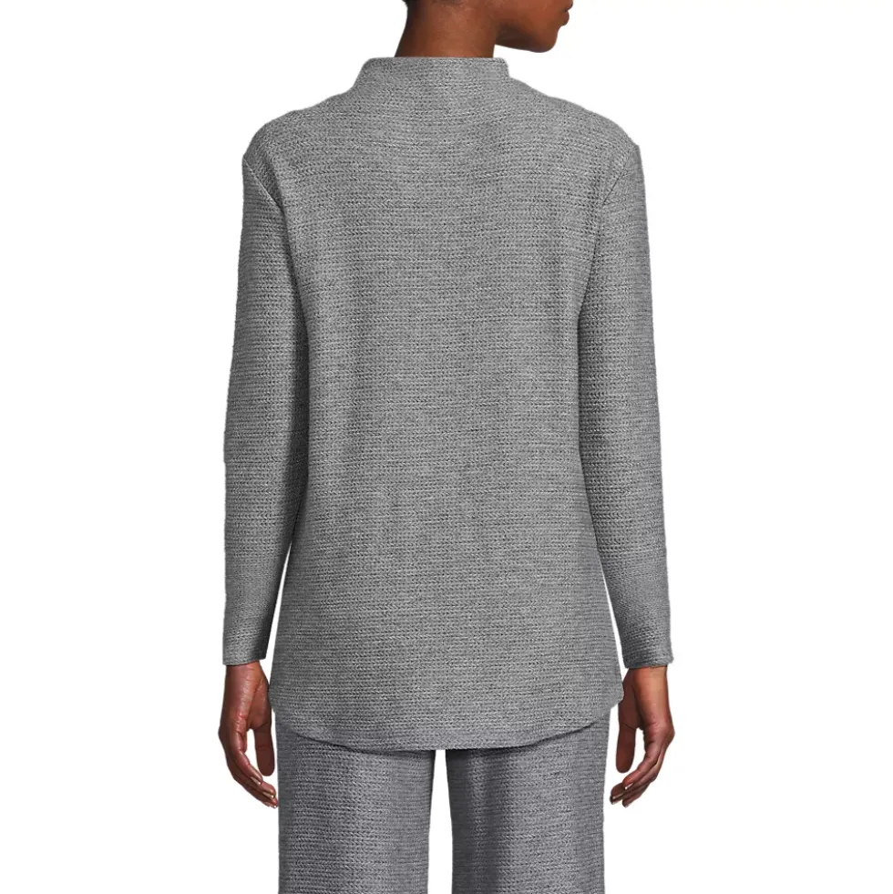 Women's Cable Ottoman Relaxed Long Sleeve Funnel Neck Tunic
