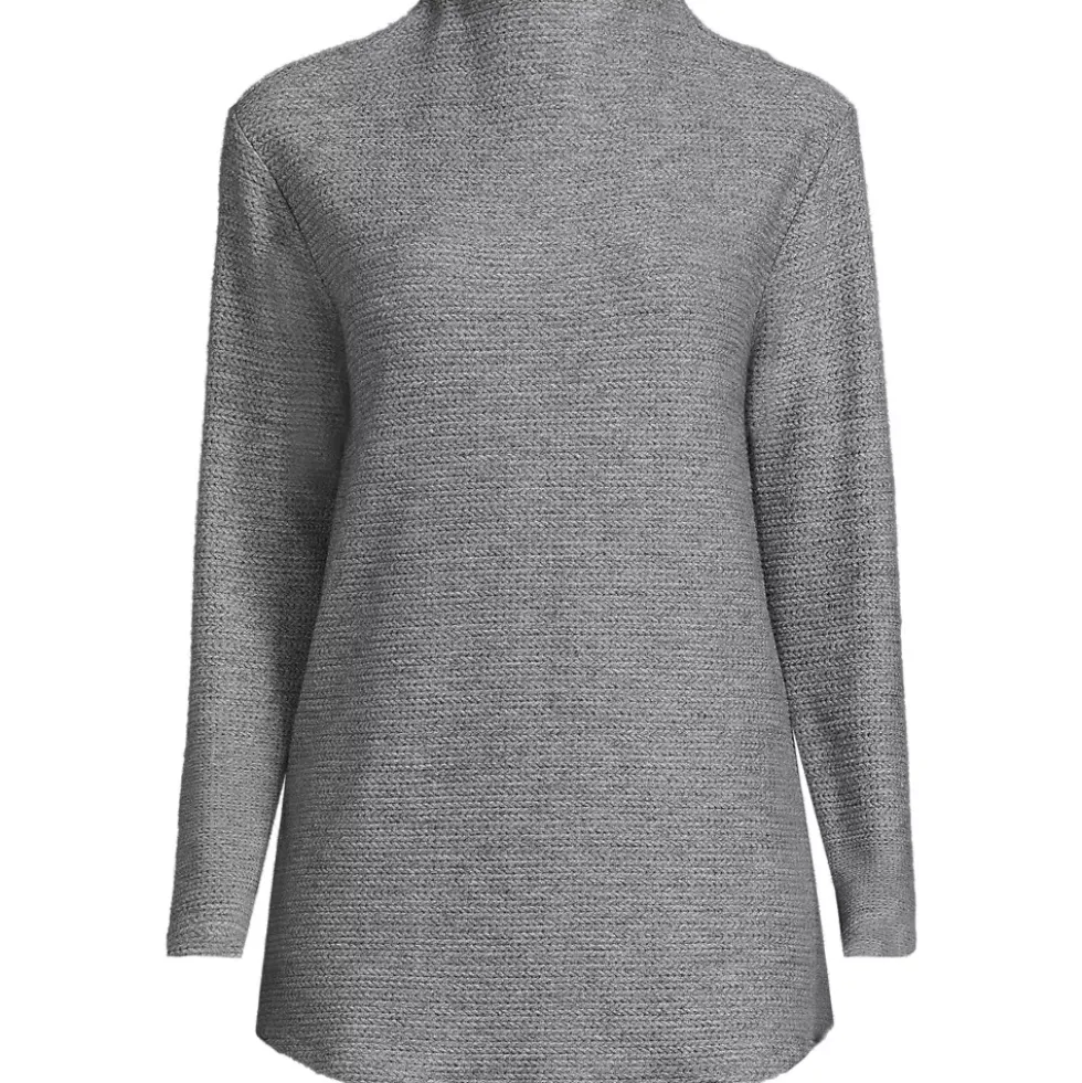 Women's Cable Ottoman Relaxed Long Sleeve Funnel Neck Tunic