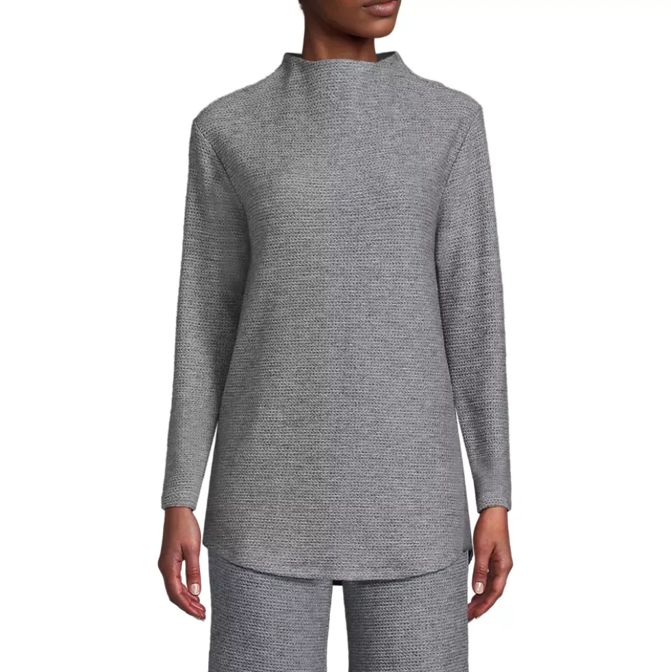 Women's Cable Ottoman Relaxed Long Sleeve Funnel Neck Tunic