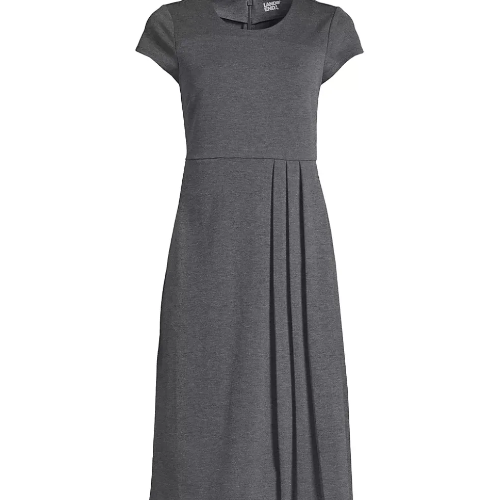 Women's Cap Sleeve Box Pleat Ponte Dress