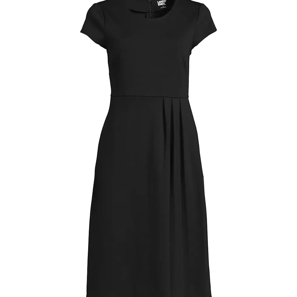 Women's Cap Sleeve Box Pleat Ponte Dress
