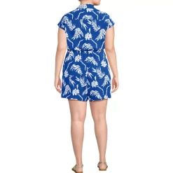 Women's Cap Sleeve Creaseless Button-Down Romper