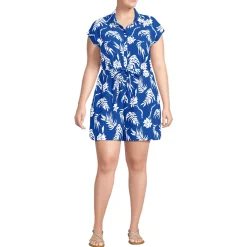 Women's Cap Sleeve Creaseless Button-Down Romper