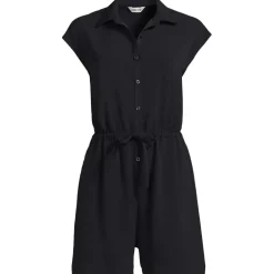 Women's Cap Sleeve Creaseless Button-Down Romper