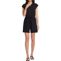 Women's Cap Sleeve Creaseless Button-Down Romper