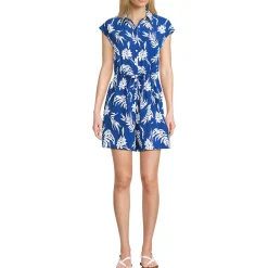 Women's Cap Sleeve Creaseless Button-Down Romper