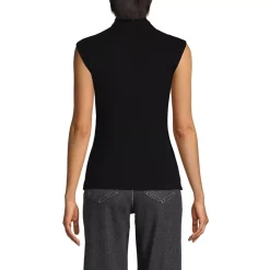 Women's Cap Sleeve Drapey Rib Fitted Funnel Neck Tank