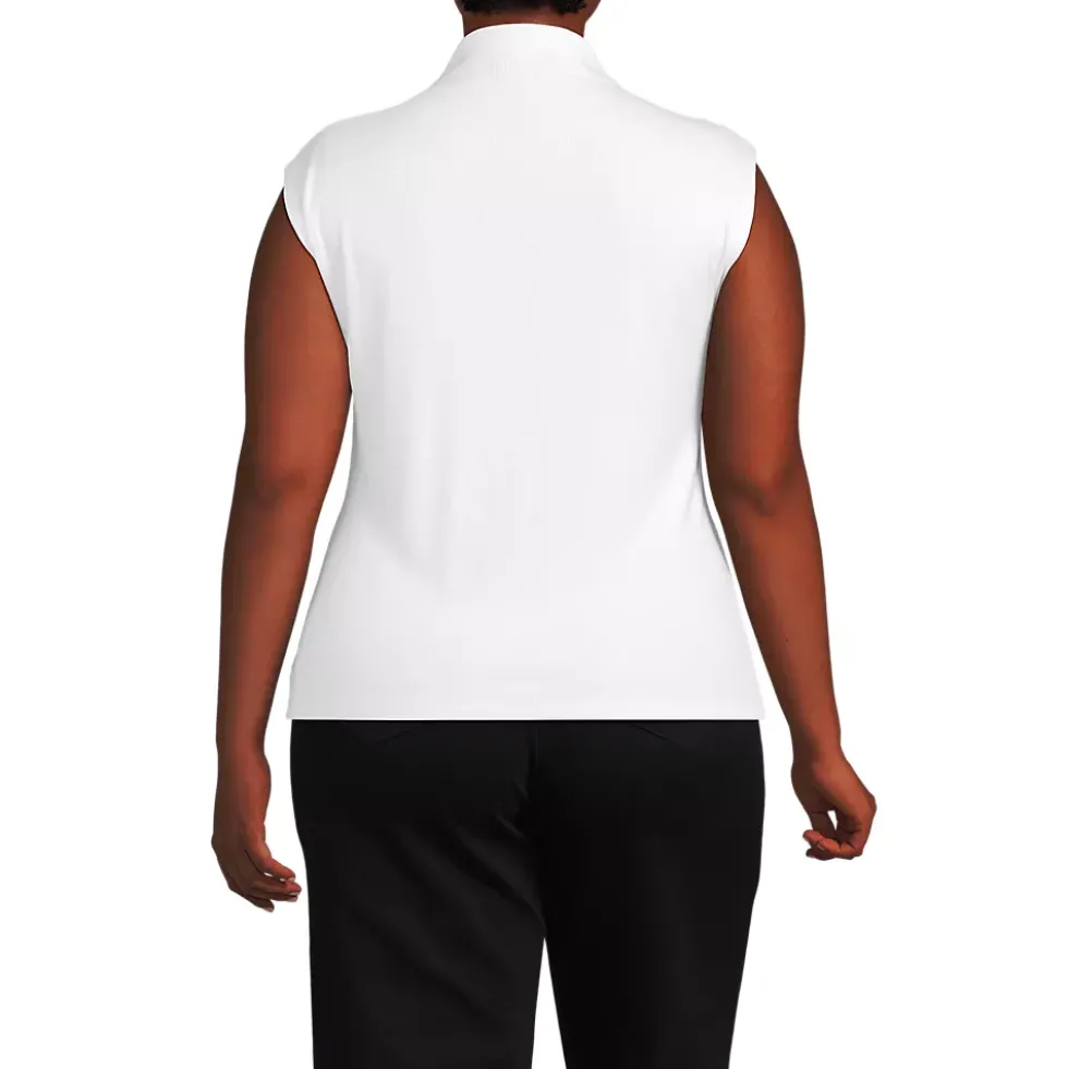 Women's Cap Sleeve Drapey Rib Fitted Funnel Neck Tank