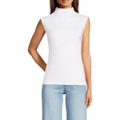 Women's Cap Sleeve Drapey Rib Fitted Funnel Neck Tank