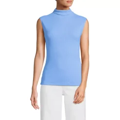 Women's Cap Sleeve Drapey Rib Fitted Funnel Neck Tank