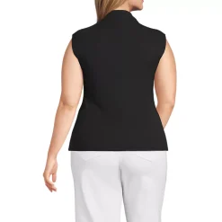 Women's Cap Sleeve Drapey Rib Fitted Funnel Neck Tank