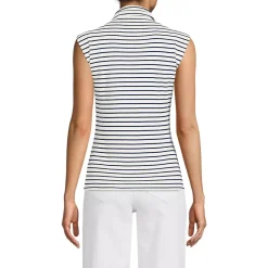 Women's Cap Sleeve Drapey Rib Fitted Funnel Neck Tank