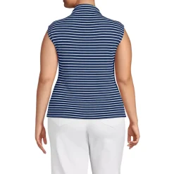 Women's Cap Sleeve Drapey Rib Fitted Funnel Neck Tank