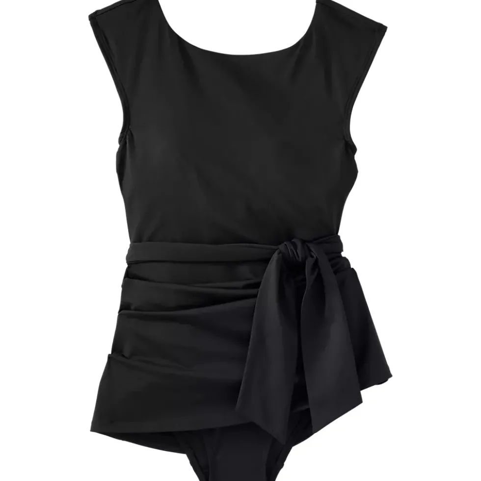 Women's Cap Sleeve Tie Belt Mini Swim Dress