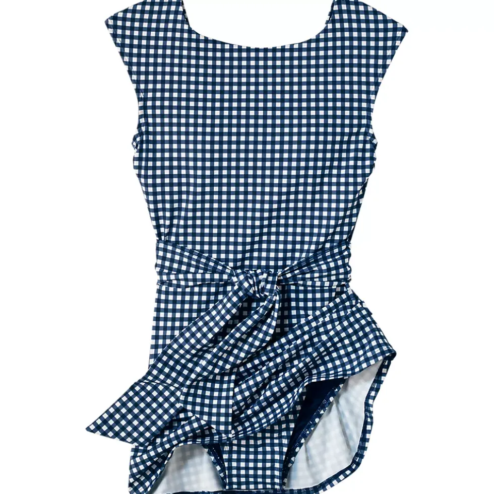 Women's Cap Sleeve Tie Belt Mini Swim Dress